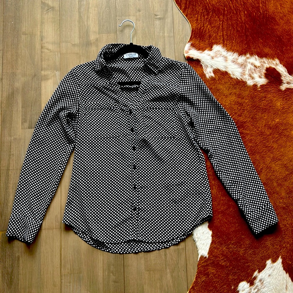 XS Express Portofino Shirt Original Fit black and white polka dots.